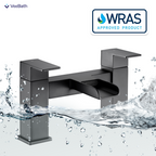 Kelvin Square Waterfall Bath Filler Mixer Tap - Matt Black