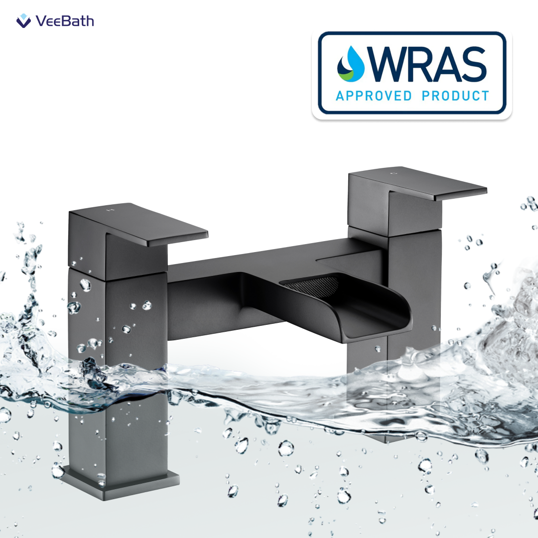 Kelvin Square Waterfall Bath Filler Mixer Tap - Matt Black