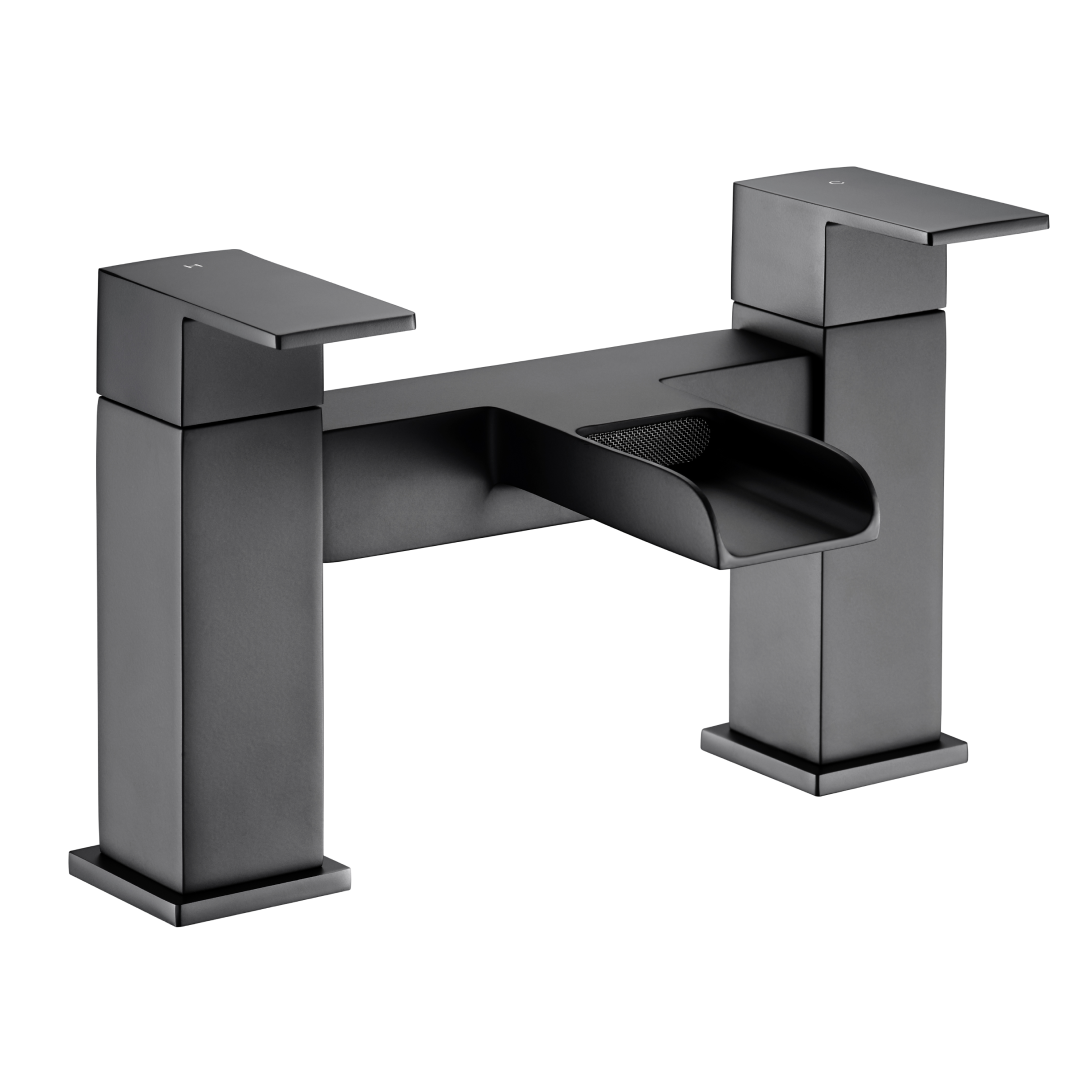 Kelvin Square Waterfall Bath Filler Mixer Tap - Matt Black