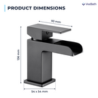 Kelvin Square Waterfall Mono Basin Mixer Tap - Matt Black