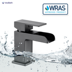 Kelvin Square Waterfall Mono Basin Mixer Tap - Matt Black