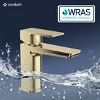Lunar Soft Square Mono Basin Mixer Tap with Waste - Brushed Brass