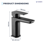 Lunar Soft Square Mono Basin Mixer Tap with Waste - Matt Black
