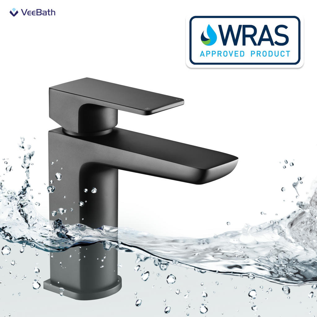 Lunar Soft Square Mono Basin Mixer Tap with Waste - Matt Black