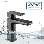 Lunar Soft Square Mono Basin Mixer Tap with Waste - Matt Black