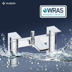 Lunar Soft Square Bath Shower Mixer Tap with Kit - Chrome