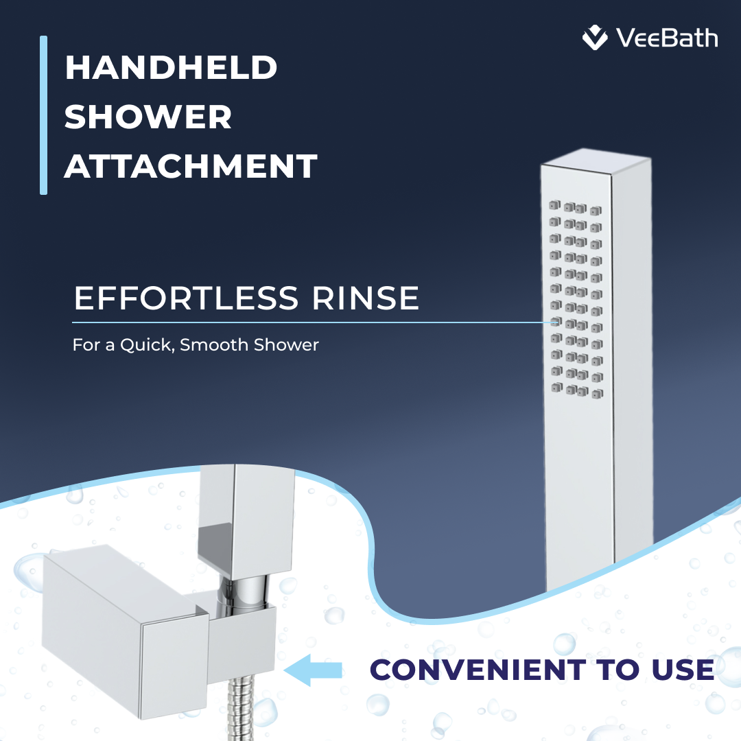 Lunar Soft Square Bath Shower Mixer Tap with Kit - Chrome