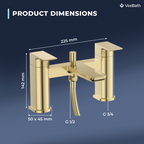 Lunar Soft Square Bath Shower Mixer Tap with Kit - Brushed Brass
