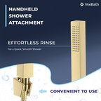 Lunar Soft Square Bath Shower Mixer Tap with Kit - Brushed Brass