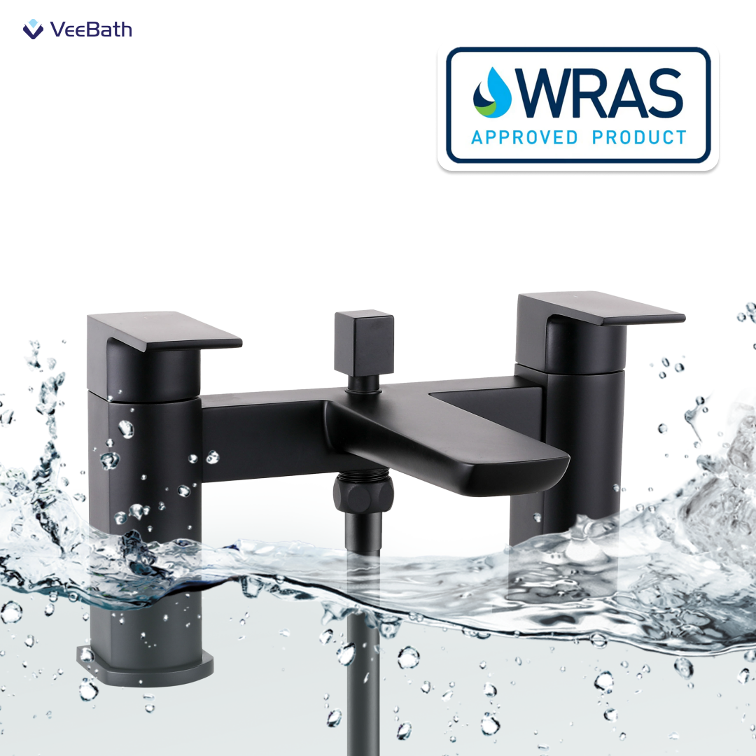 Lunar Soft Square Bath Shower Mixer Tap with Kit - Matt Black