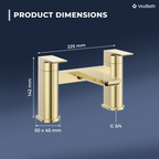 Lunar Soft Square Bath Filler Mixer Tap - Brushed Brass