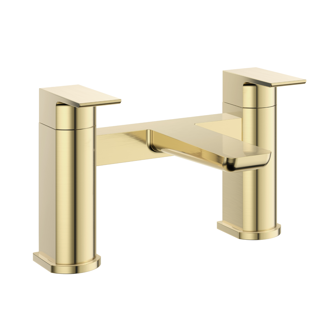 Lunar Soft Square Bath Filler Mixer Tap - Brushed Brass