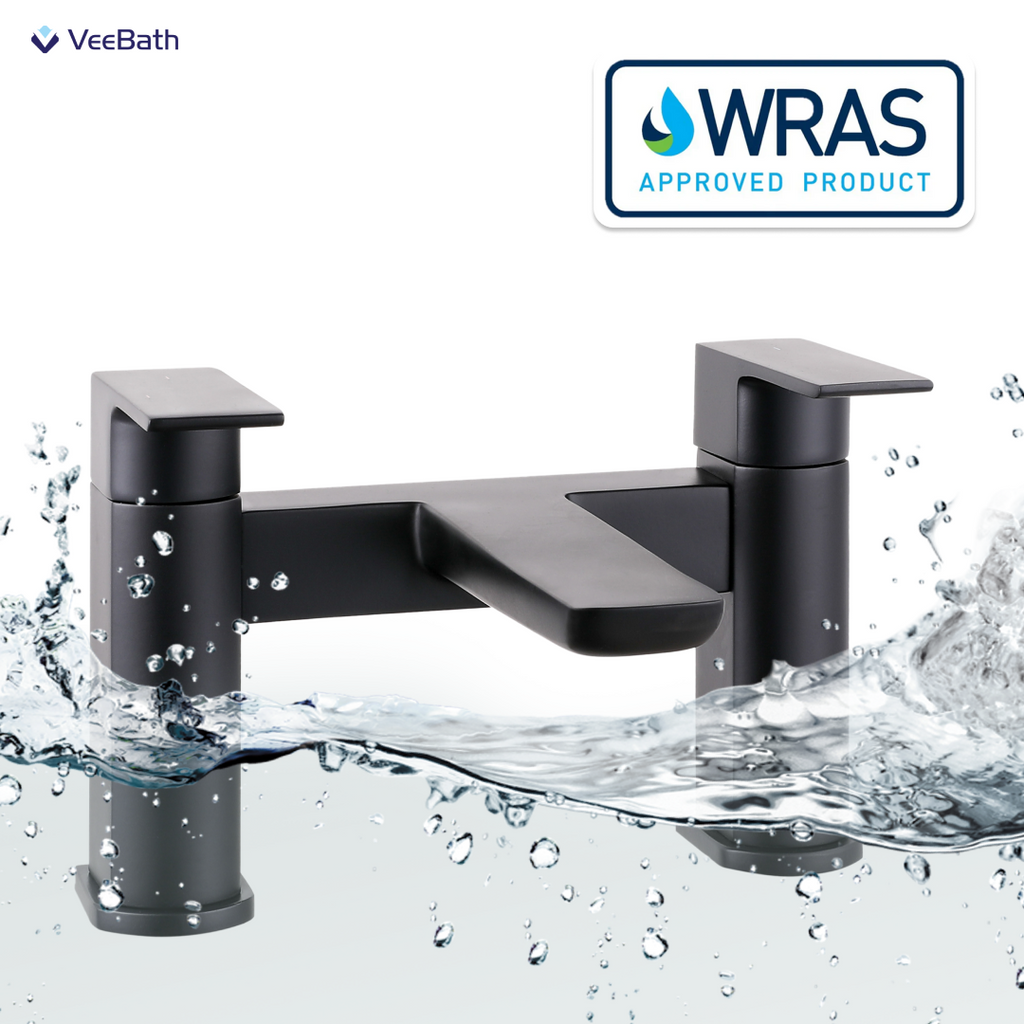 Lunar Soft Square Bath Filler Mixer Tap - Matt Black