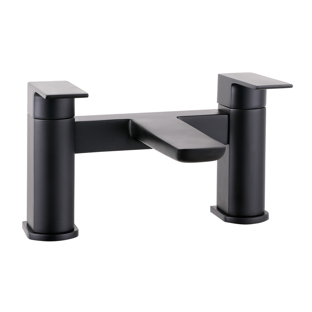 Lunar Soft Square Bath Filler Mixer Tap - Matt Black