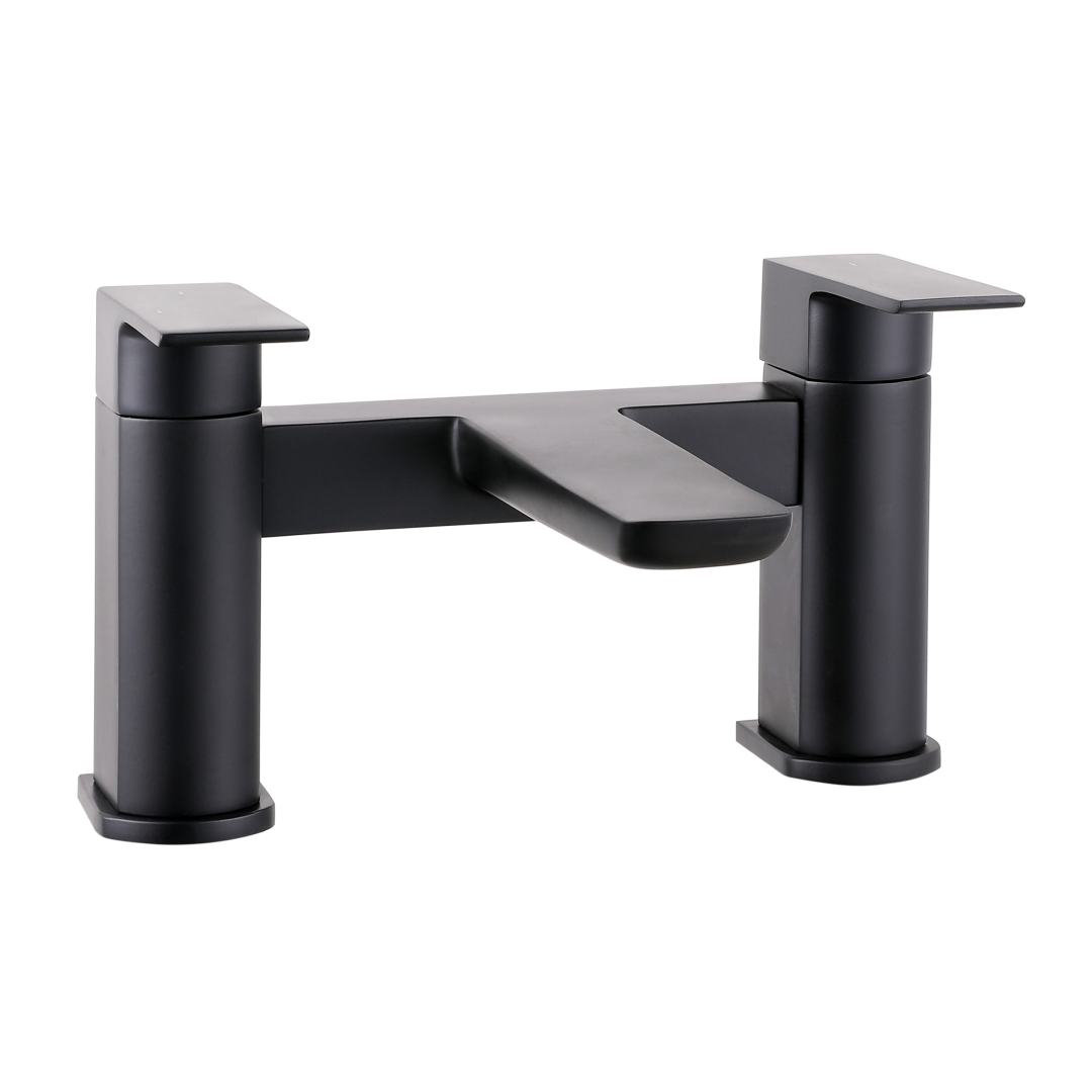 Lunar Soft Square Bath Filler Mixer Tap - Matt Black