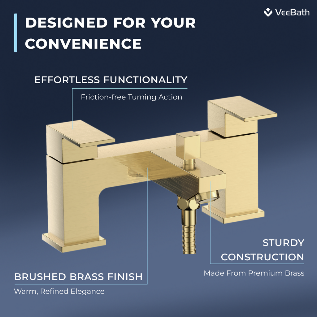 Munro Bath Shower Mixer Tap with Kit - Brushed Brass