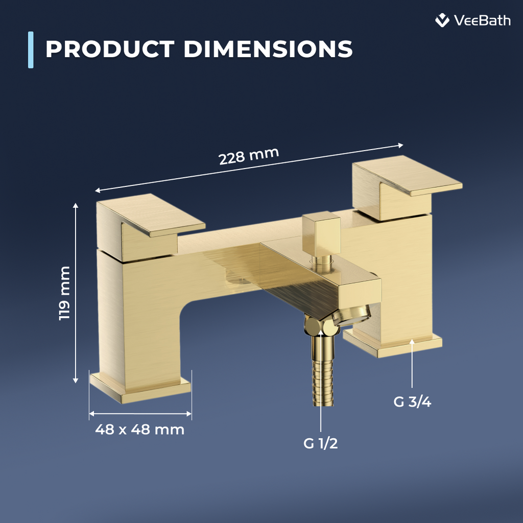 Munro Bath Shower Mixer Tap with Kit - Brushed Brass