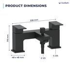 Munro Bath Shower Mixer Tap with Kit - Matt Black