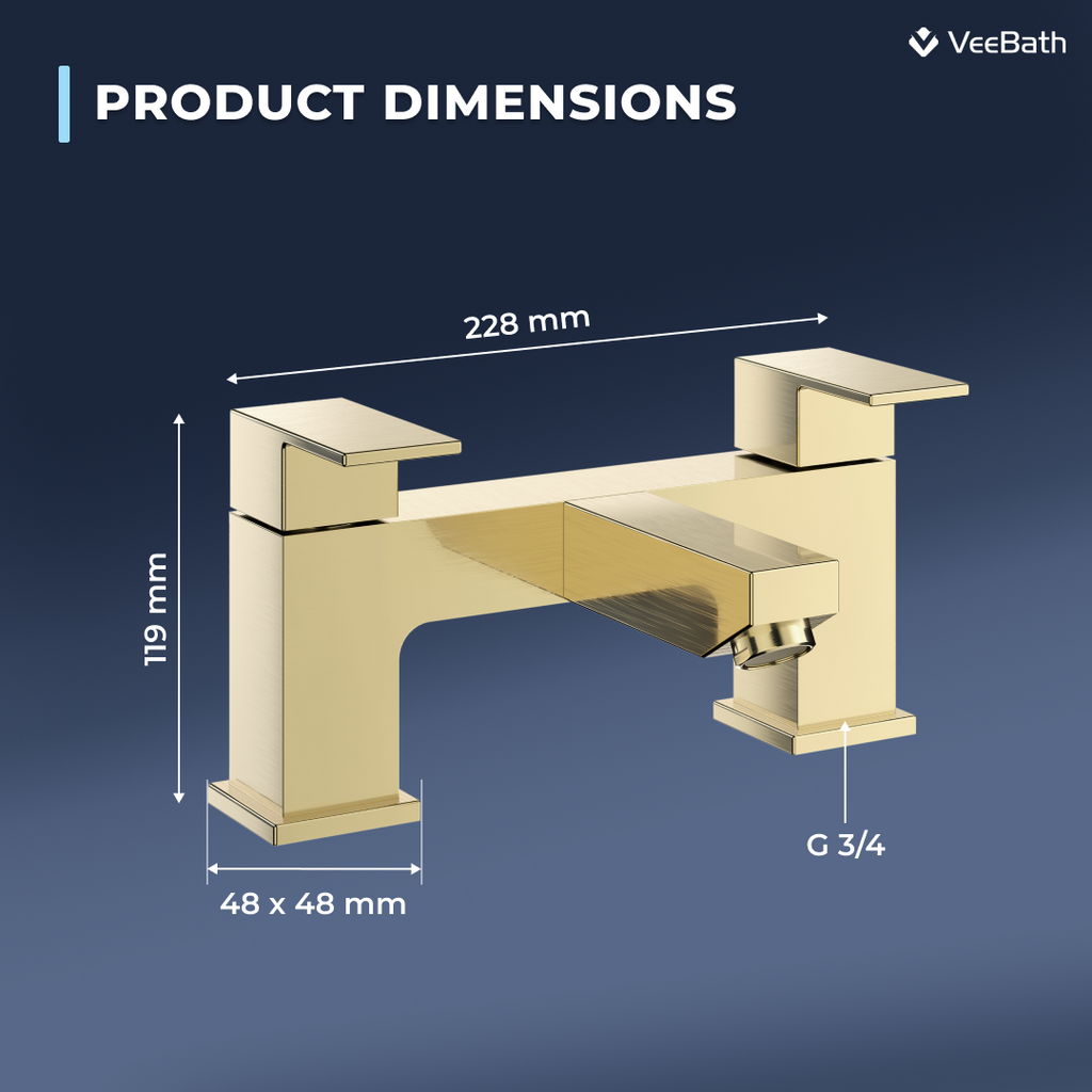 Munro Square Bath Filler Mixer Tap - Brushed Brass