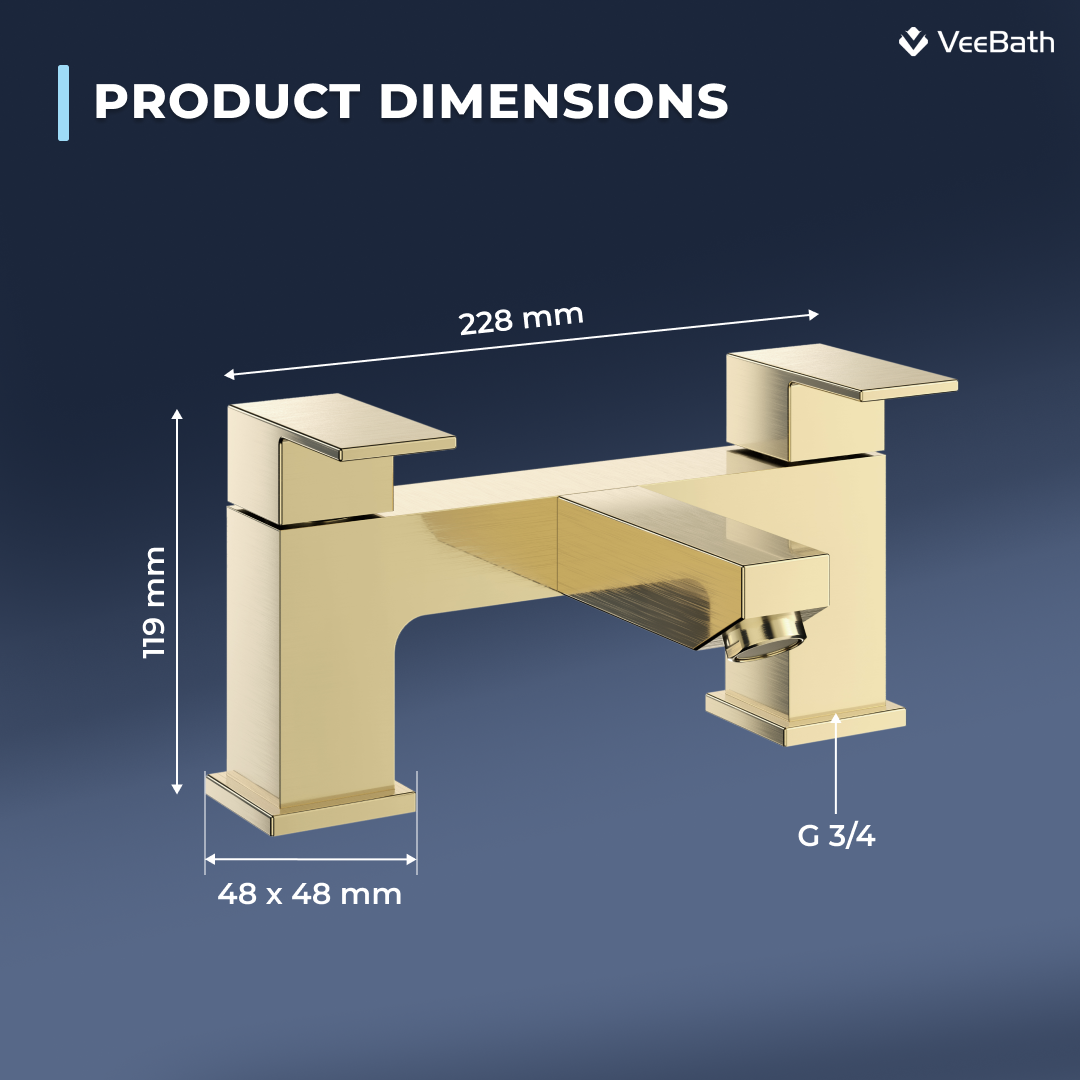 Munro Square Bath Filler Mixer Tap - Brushed Brass