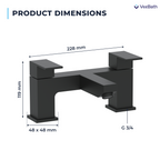 Munro Square Bath Filler Mixer Tap - Matt Black