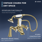 Regency Traditional Bath Shower Mixer Tap with Kit - Brushed Brass