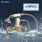 Regency Traditional Bath Shower Mixer Tap with Kit - Brushed Brass