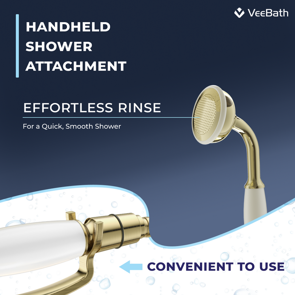 Regency Traditional Bath Shower Mixer Tap with Kit - Brushed Brass