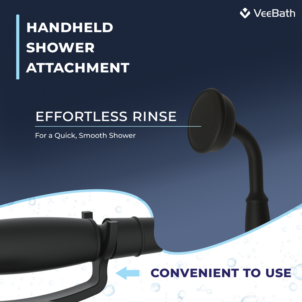 Regency Traditional Bath Shower Mixer Tap with Kit - Matt Black