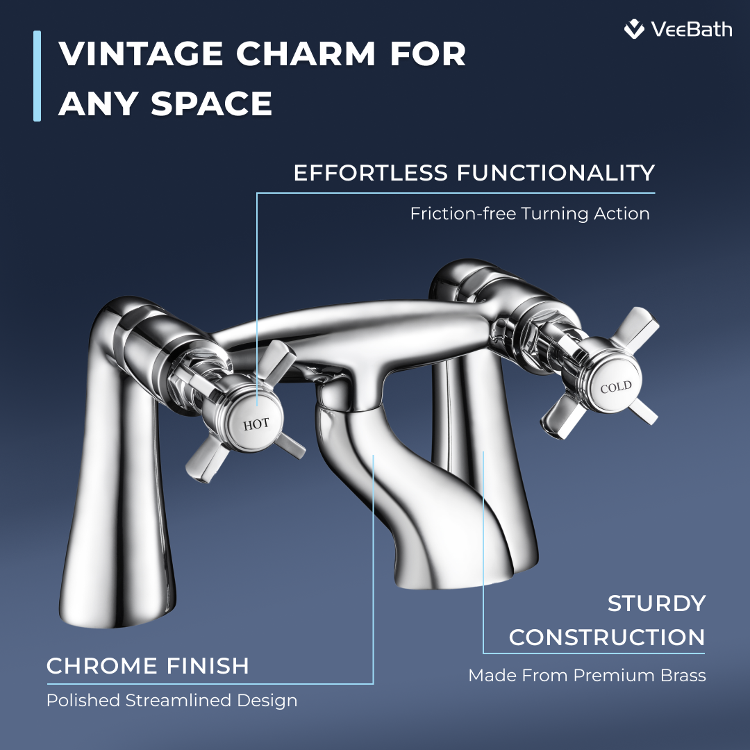 Regency Traditional Bath Filler Mixer Tap - Chrome