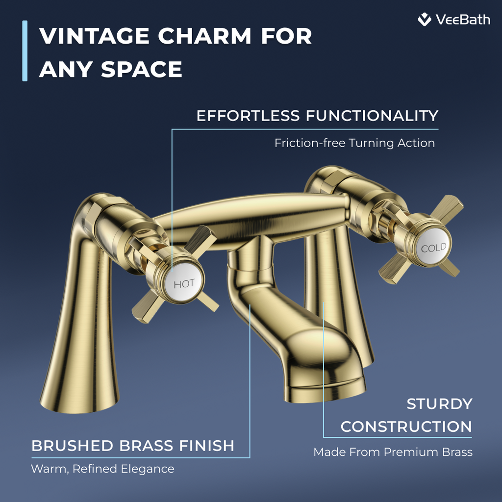 Regency Traditional Bath Filler Mixer Tap - Brushed Brass