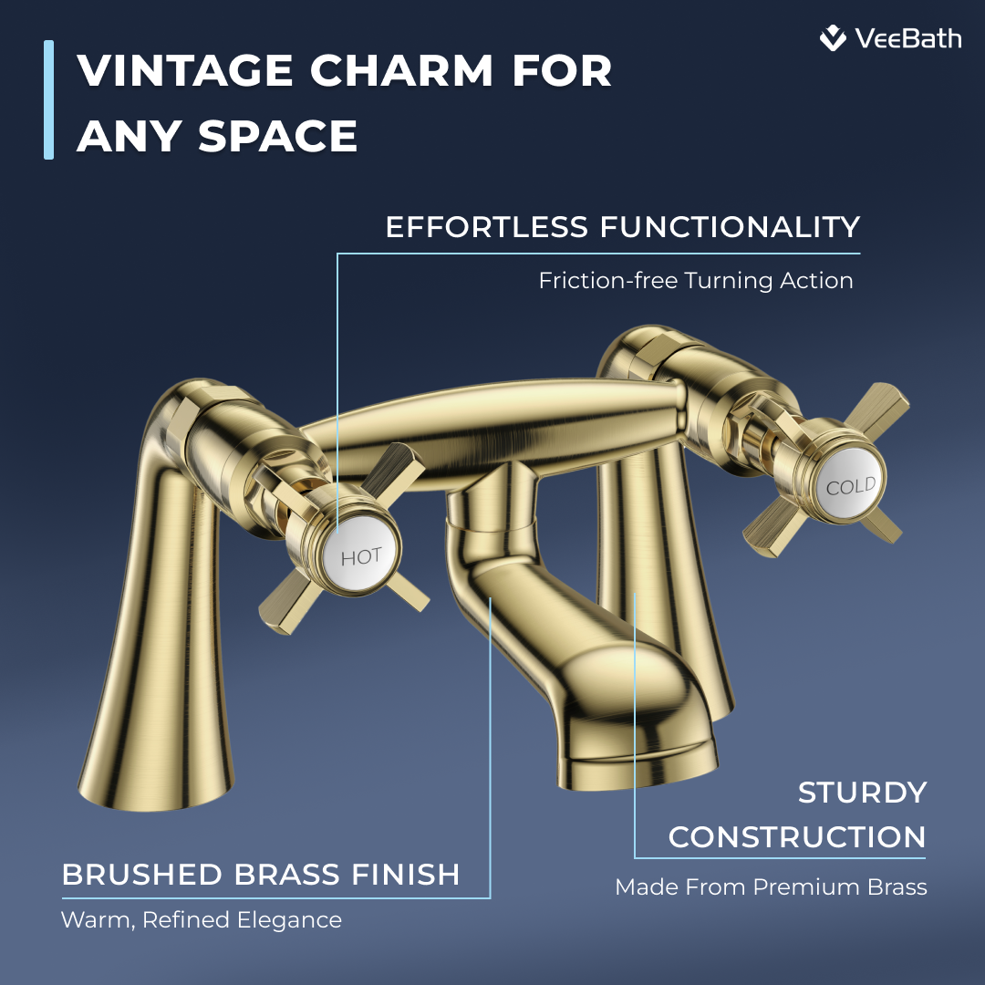 Regency Traditional Bath Filler Mixer Tap - Brushed Brass