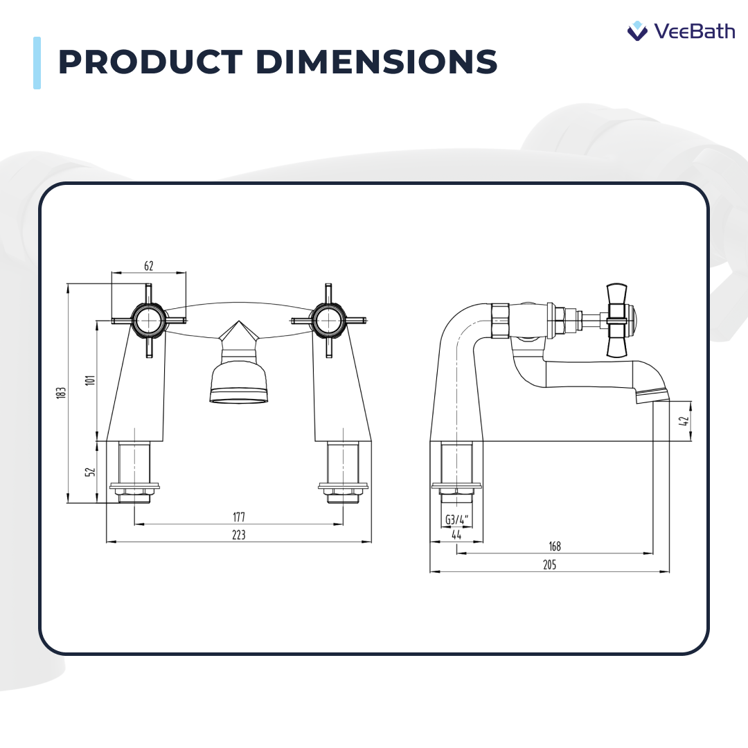 Regency Traditional Bath Filler Mixer Tap - Matt Black