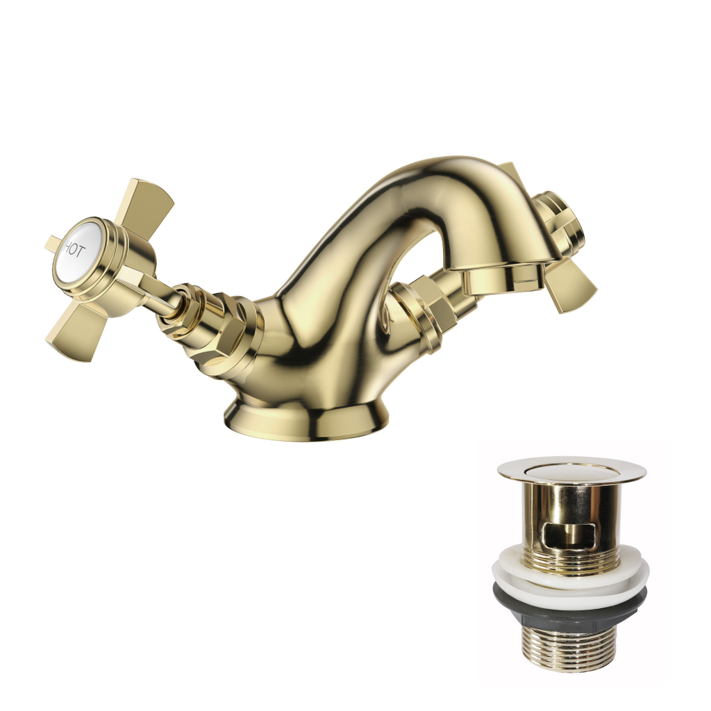 Regency Traditional Mono Basin Mixer Tap - Brushed Brass