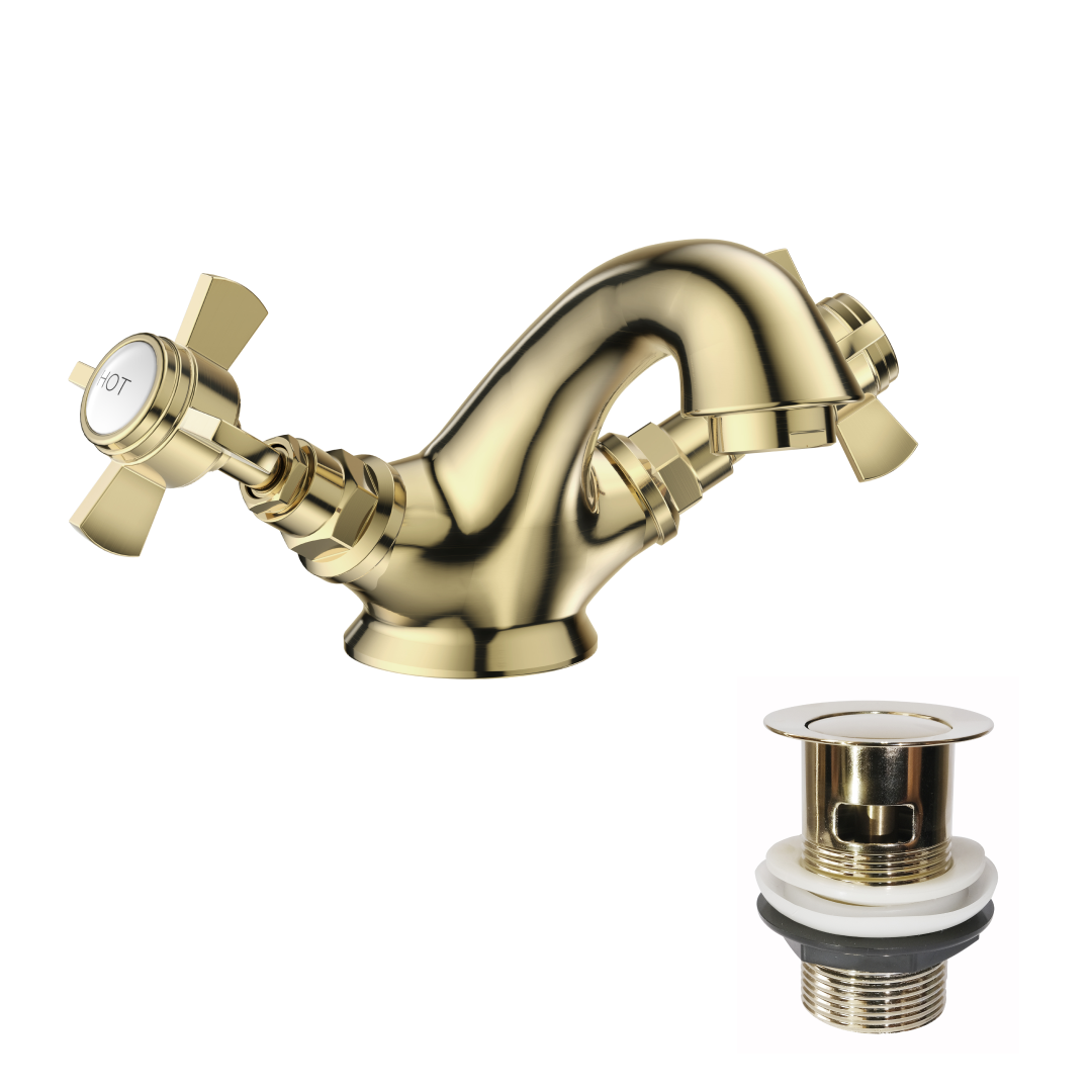 Regency Traditional Mono Basin Mixer Tap - Brushed Brass