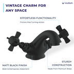 Regency Traditional Mono Basin Mixer Tap - Matt Black