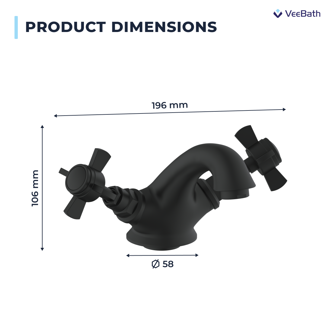 Regency Traditional Mono Basin Mixer Tap - Matt Black