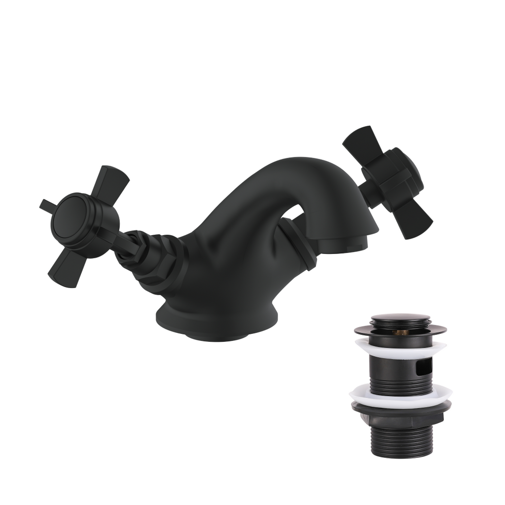 Regency Traditional Mono Basin Mixer Tap - Matt Black