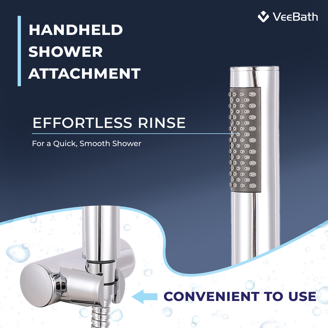 Symphony Round Waterfall Bath Shower Mixer Tap with Kit - Chrome