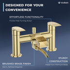 Symphony Round Waterfall Bath Shower Mixer Tap with Kit - Brushed Brass