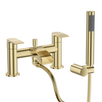 Symphony Round Waterfall Bath Shower Mixer Tap with Kit - Brushed Brass