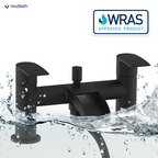Symphony Round Waterfall Bath Shower Mixer Tap with Kit - Matt Black