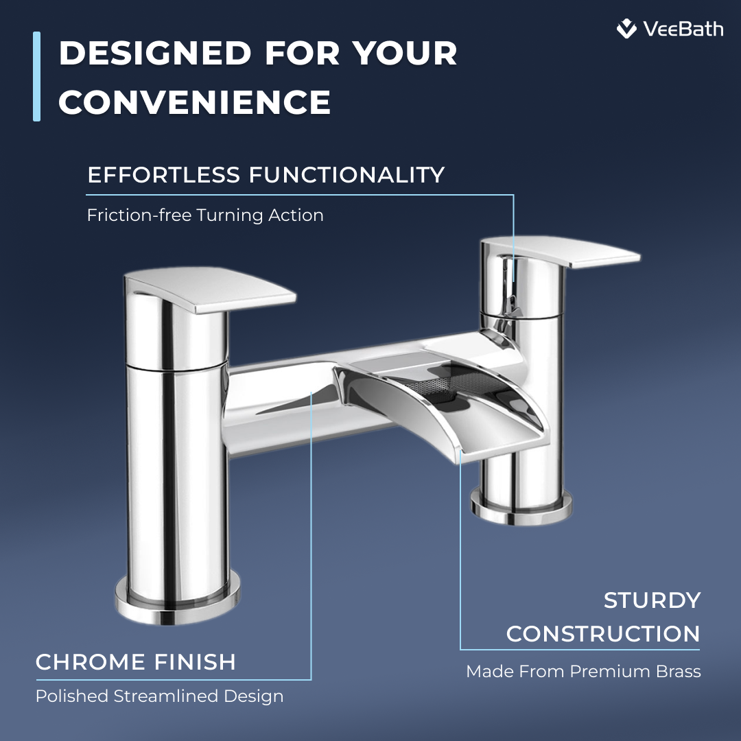 Symphony Round Waterfall Bath Filler Mixer Tap - Chrome