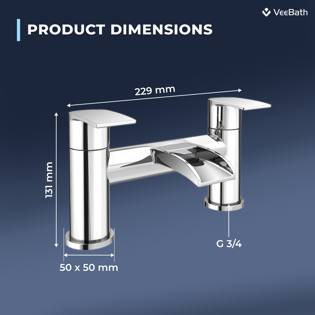 Symphony Round Waterfall Bath Filler Mixer Tap - Chrome