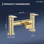 Symphony Round Waterfall Bath Filler Mixer Tap - Brushed Brass
