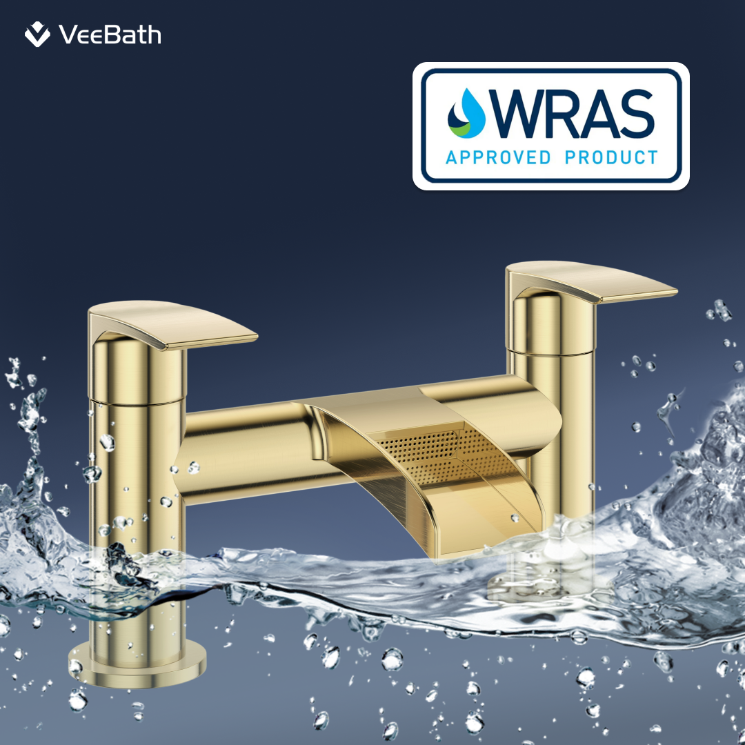 Symphony Round Waterfall Bath Filler Mixer Tap - Brushed Brass
