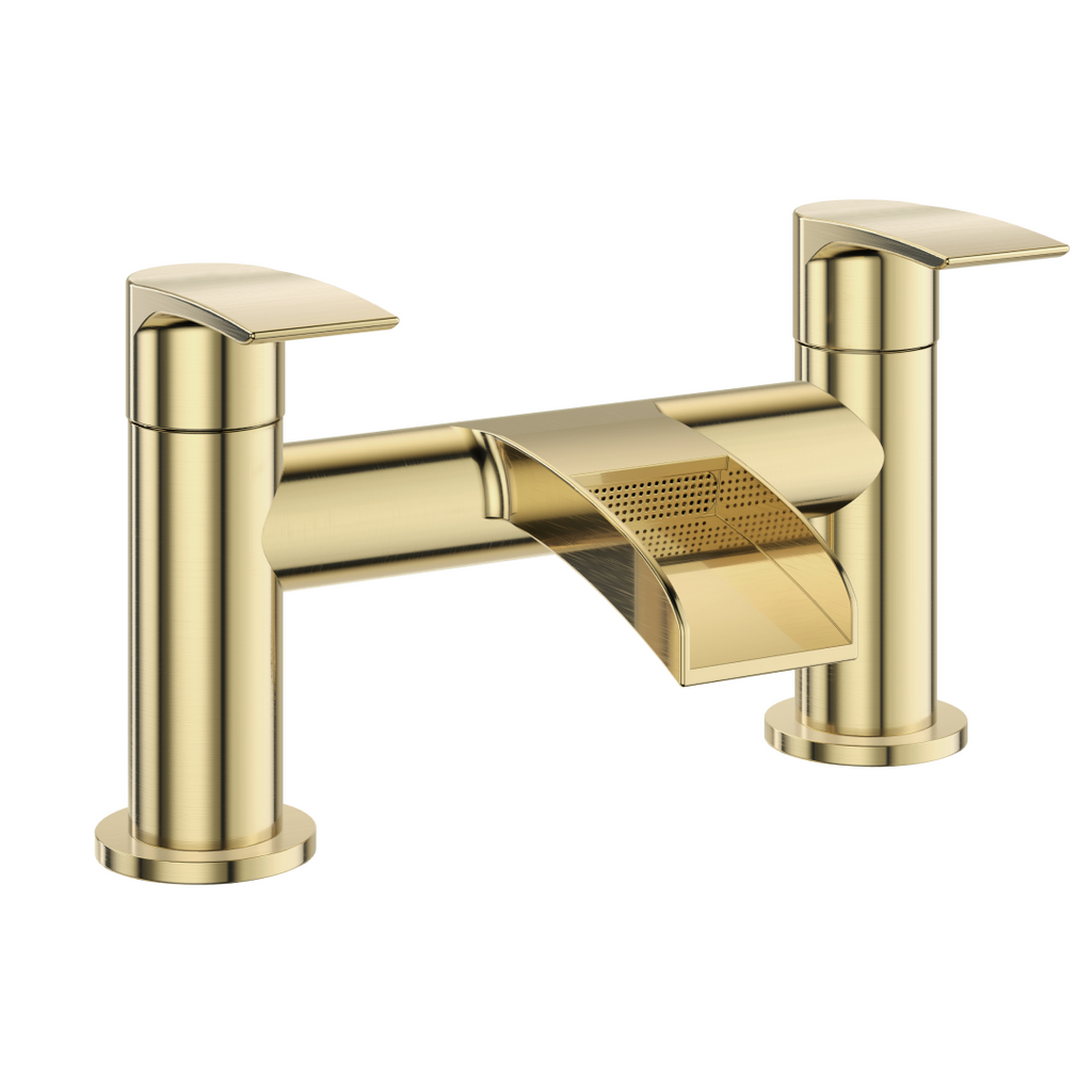 Symphony Round Waterfall Bath Filler Mixer Tap - Brushed Brass