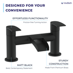 Symphony Round Waterfall Bath Filler Mixer Tap - Matt Black
