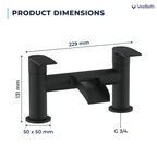 Symphony Round Waterfall Bath Filler Mixer Tap - Matt Black