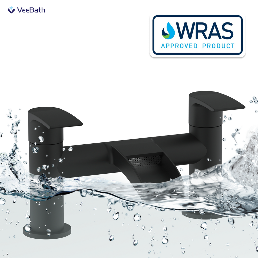 Symphony Round Waterfall Bath Filler Mixer Tap - Matt Black